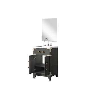 English Elm Black Oak Single Bath Vanity Set With Acrylic Top, Chrome Faucet & 18" Mirror For Small Spaces B2731S02214