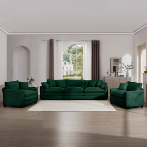 English Elm Luxurious Corduroy Sofa Set: Elegant 3-Seater & 2 Single Sofas For Stylish Living Rooms & Clubs W714S00806