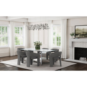 English Elm Cedral Grey Boucle Dining Arm Chair Set of 2 — Modern 3-Legged Upholstered Seats, Rounded Back Comfort, Stylish Contemporary Design B062P299826