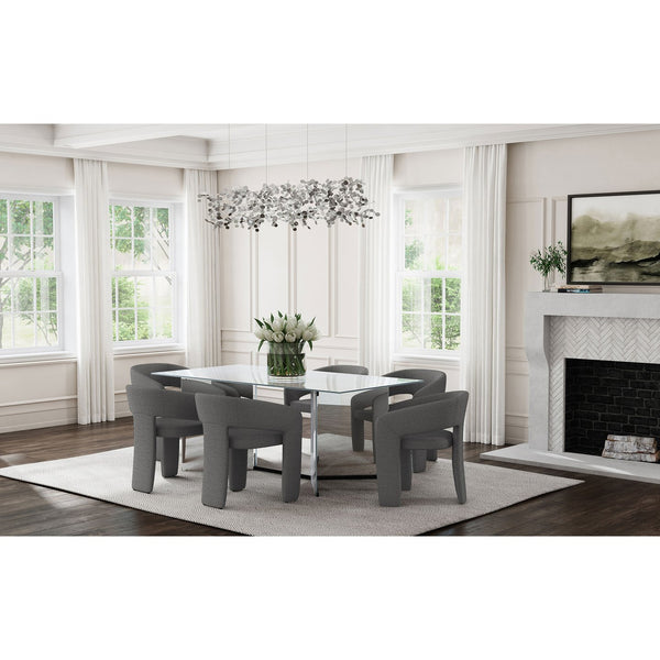 English Elm Cedral Grey Boucle Dining Arm Chair Set of 2 — Modern 3-Legged Upholstered Seats, Rounded Back Comfort, Stylish Contemporary Design B062P299826