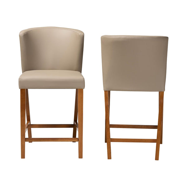 Baxton Studio Baxton Studio Olivia Mid-Century Modern Grey Faux Leather Pub Stools - Stylish Set of 2! RT325-STL-Grey
