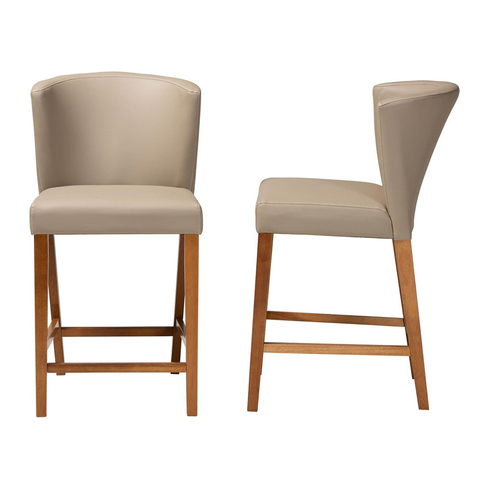 Baxton Studio Baxton Studio Olivia Mid-Century Modern Grey Faux Leather Pub Stools - Stylish Set of 2! RT325-STL-Grey