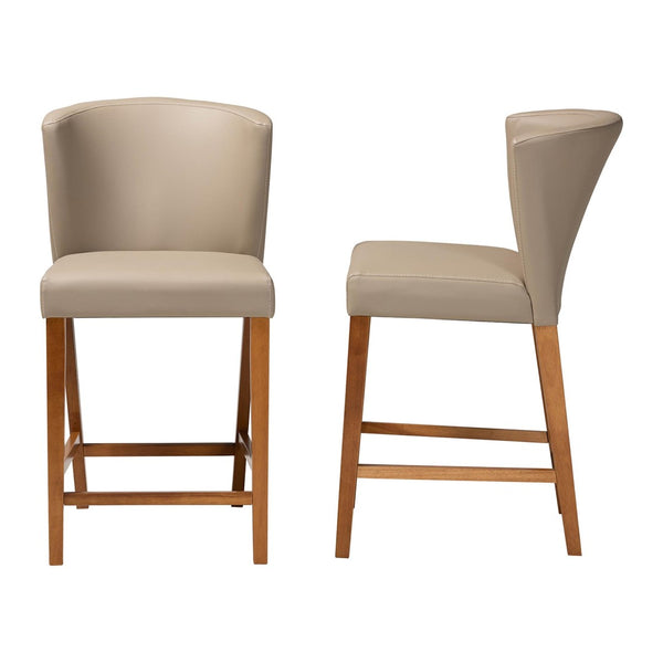 Baxton Studio Baxton Studio Olivia Mid-Century Modern Grey Faux Leather Pub Stools - Stylish Set of 2! RT325-STL-Grey