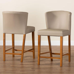 Baxton Studio Baxton Studio Olivia Mid-Century Modern Grey Faux Leather Pub Stools - Stylish Set of 2! RT325-STL-Grey