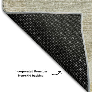 HomeRoots 8' X 10' Beige Ivory Gold Ogee Area Rug - Washable, UV Protected, Durable & Stylish for Any Space 663039