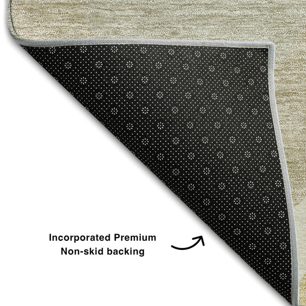 HomeRoots 8' X 10' Beige Ivory Gold Ogee Area Rug - Washable, UV Protected, Durable & Stylish for Any Space 663039