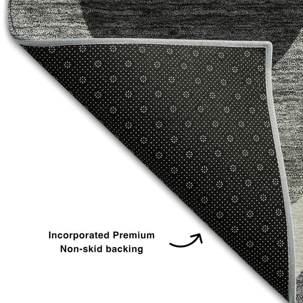 HomeRoots 9' X 12' Elegant Black & Silver Ogee Area Rug – Washable, UV Protected, Perfect for High-Traffic Spaces 663046