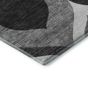 HomeRoots 9' X 12' Elegant Black & Silver Ogee Area Rug – Washable, UV Protected, Perfect for High-Traffic Spaces 663046
