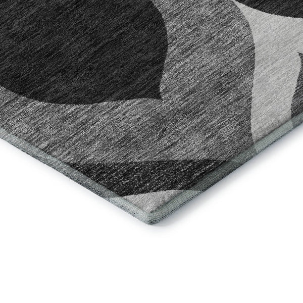HomeRoots 9' X 12' Elegant Black & Silver Ogee Area Rug – Washable, UV Protected, Perfect for High-Traffic Spaces 663046