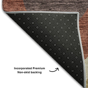 HomeRoots 8' X 10' Brown, Rust & Teal Ogee Washable Area Rug – Durable, UV-Protected, Pet-Friendly Comfort! 663051