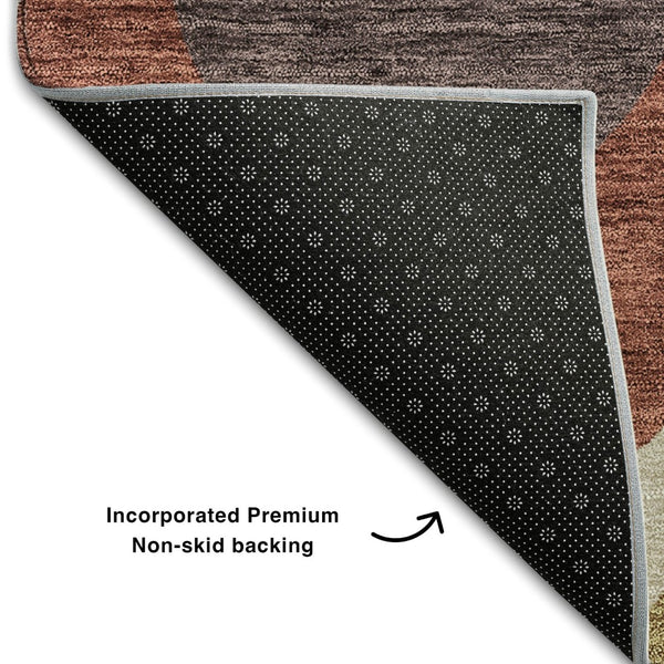 HomeRoots 8' X 10' Brown, Rust & Teal Ogee Washable Area Rug – Durable, UV-Protected, Pet-Friendly Comfort! 663051