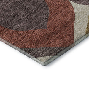 HomeRoots 8' X 10' Brown, Rust & Teal Ogee Washable Area Rug – Durable, UV-Protected, Pet-Friendly Comfort! 663051