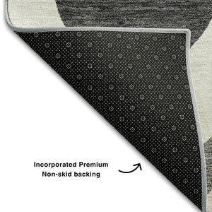 HomeRoots 8' X 10' Ogee Patterned Washable Area Rug in Gray, Ivory & Beige - Durable, UV Protected & Stylish 663063