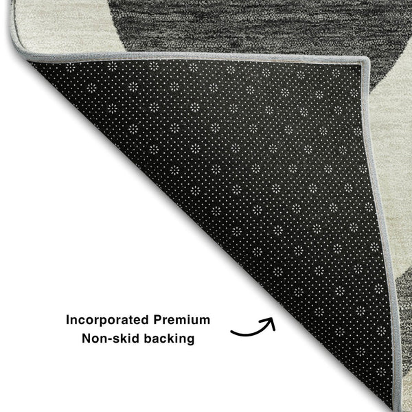 HomeRoots 8' X 10' Ogee Patterned Washable Area Rug in Gray, Ivory & Beige - Durable, UV Protected & Stylish 663063