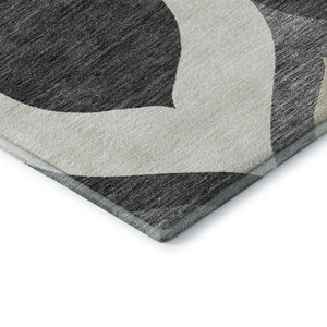 HomeRoots 8' X 10' Ogee Patterned Washable Area Rug in Gray, Ivory & Beige - Durable, UV Protected & Stylish 663063