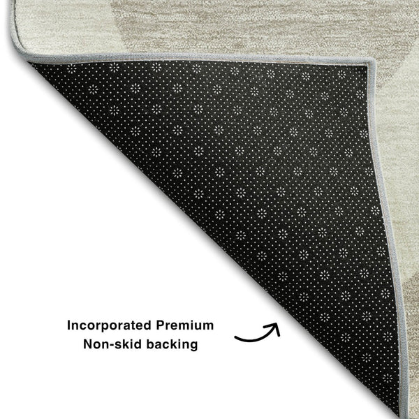 HomeRoots 8' X 10' Elegant Ivory Beige & Gray Ogee Washable Area Rug with UV Protection & Stain Resistance 663069