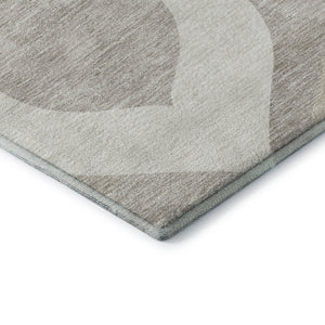 HomeRoots 8' X 10' Elegant Ivory Beige & Gray Ogee Washable Area Rug with UV Protection & Stain Resistance 663069