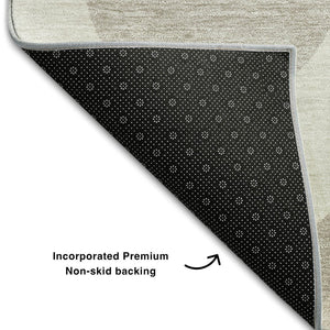 HomeRoots 10' X 14' Elegant Ivory Beige and Gray Ogee Area Rug – Washable, Stain-Resistant, UV Protected Design 663071