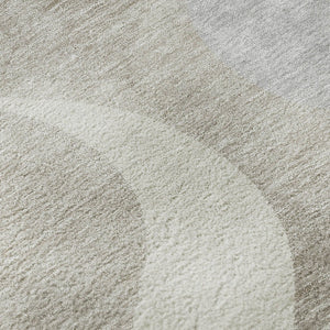 HomeRoots 10' X 14' Elegant Ivory Beige and Gray Ogee Area Rug – Washable, Stain-Resistant, UV Protected Design 663071