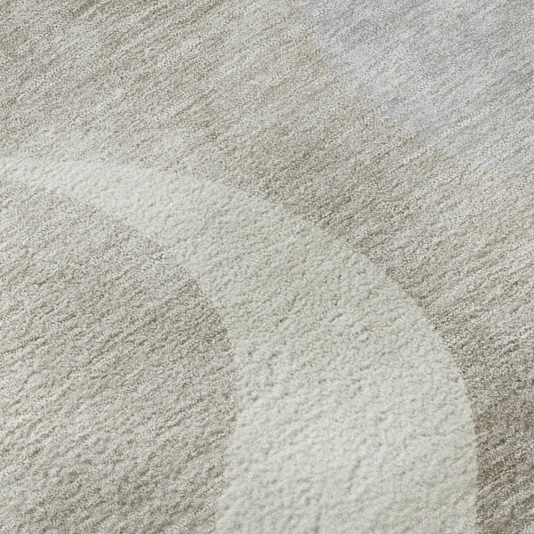 HomeRoots 10' X 14' Elegant Ivory Beige and Gray Ogee Area Rug – Washable, Stain-Resistant, UV Protected Design 663071