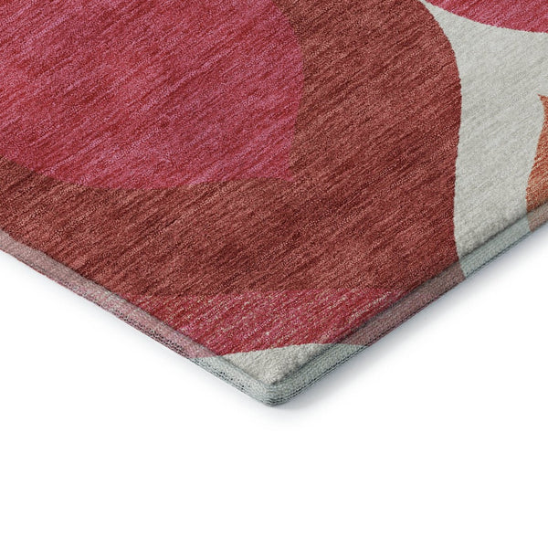 HomeRoots 10' Ogee Washable Area Rug in Pink, Orange & Ivory – UV Protected, Stain Resistant, Easy Care! 663089