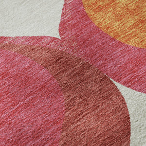 HomeRoots 10' Ogee Washable Area Rug in Pink, Orange & Ivory – UV Protected, Stain Resistant, Easy Care! 663089
