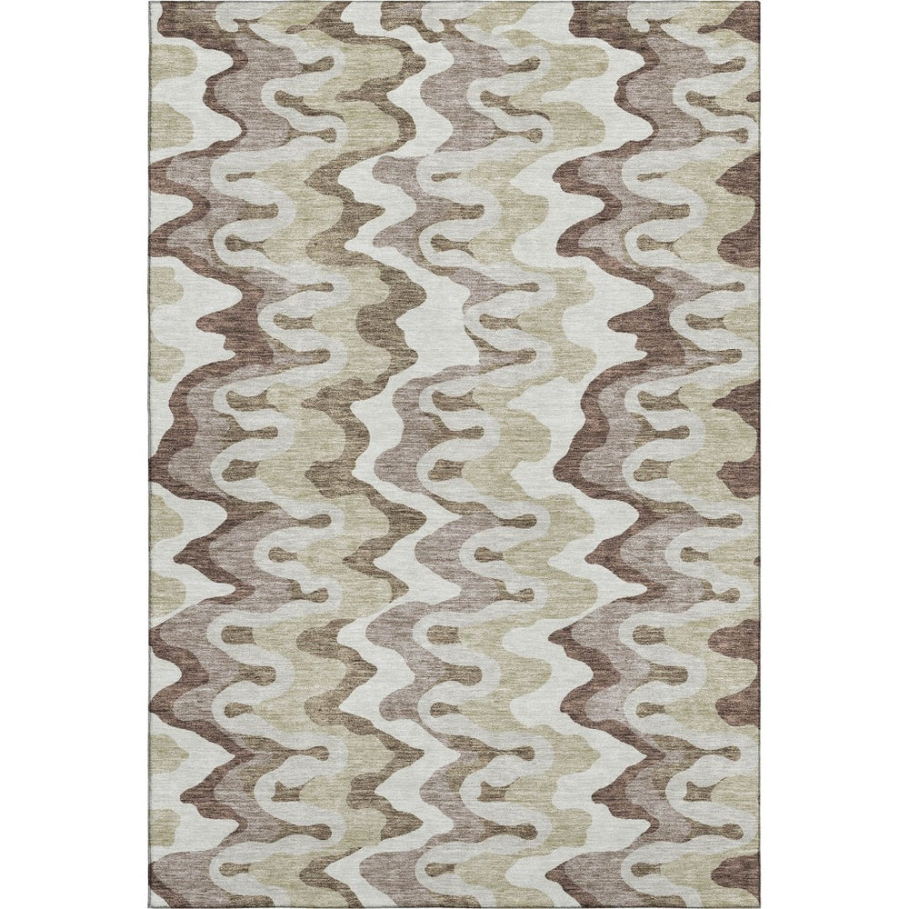 HomeRoots 8' X 10' Beige Ivory Taupe Abstract Area Rug - Washable, Stain-Resistant & UV Protected for Homes 663117