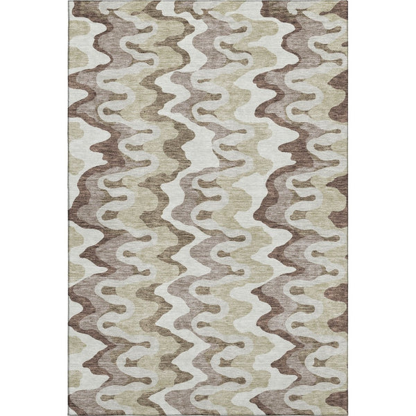 HomeRoots 8' X 10' Beige Ivory Taupe Abstract Area Rug - Washable, Stain-Resistant & UV Protected for Homes 663117