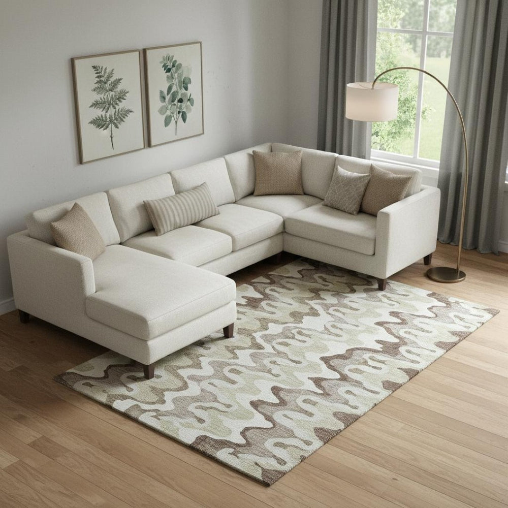 HomeRoots 9' X 12' Beige Ivory Taupe Abstract Washable Area Rug – Durable, Stain-Resistant, UV Protected Elegance 663118