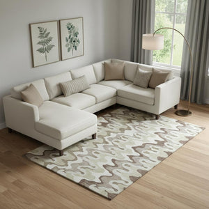 HomeRoots 9' X 12' Beige Ivory Taupe Abstract Washable Area Rug – Durable, Stain-Resistant, UV Protected Elegance 663118