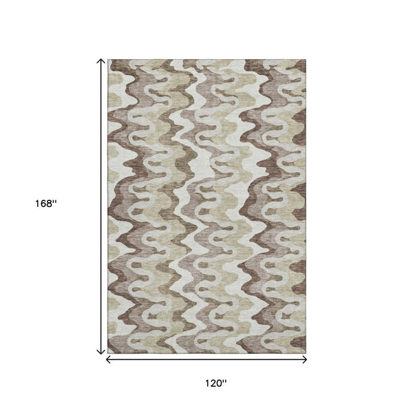 HomeRoots 10' X 14' Beige Ivory Taupe Washable Area Rug - Stylish UV Protected Design for Busy Homes 663119
