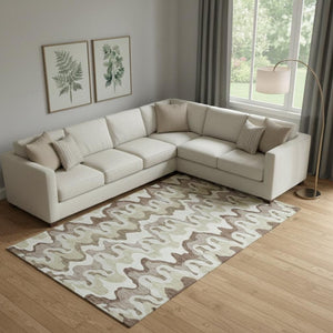 HomeRoots 10' X 14' Beige Ivory Taupe Washable Area Rug - Stylish UV Protected Design for Busy Homes 663119