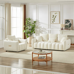 English Elm 3 Seater Teddy Sofa Combo With 1 Seater - Cozy Modern Living Room Furniture, Durable & Stylish! W1193S00160
