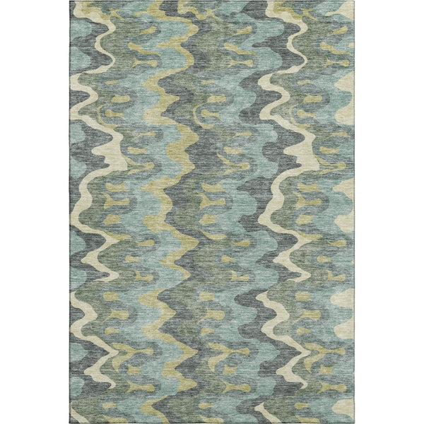 HomeRoots 5' X 8' Sage Ivory And Beige Abstract Area Rug - Washable, UV-Protected, Stylish & Durable Design 663157