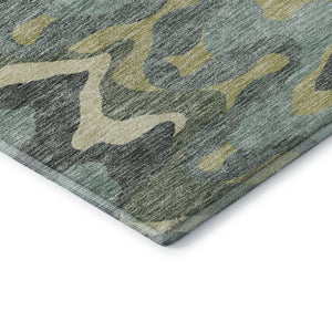 HomeRoots 8' X 10' Sage Ivory Beige Abstract Washable Area Rug - UV Protected, Stain Resistant, Modern Style 663159