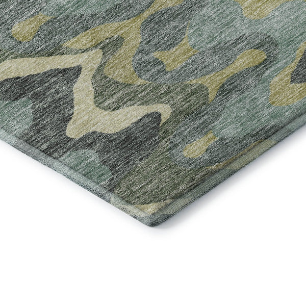 HomeRoots 8' X 10' Sage Ivory Beige Abstract Washable Area Rug - UV Protected, Stain Resistant, Modern Style 663159