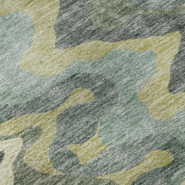 HomeRoots 8' X 10' Sage Ivory Beige Abstract Washable Area Rug - UV Protected, Stain Resistant, Modern Style 663159