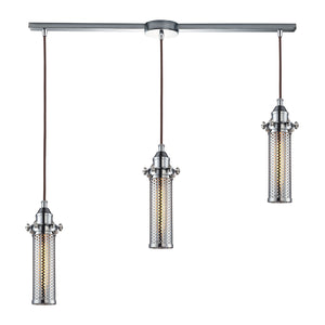 Fulton 5'' Wide 3-Light Slim Linear Pendant - Polished Chrome with Perforated Metal Shade 66315/3L Elk Lighting