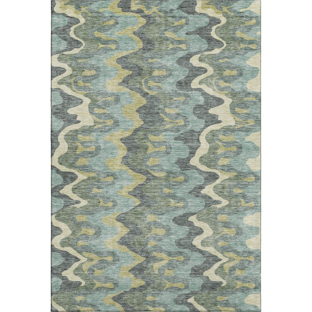 HomeRoots 10' Contemporary Sage Ivory Beige Abstract Area Rug - Washable, UV-Protected, Stain-Resistant Charm 663161