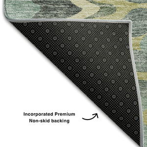 HomeRoots 10' Contemporary Sage Ivory Beige Abstract Area Rug - Washable, UV-Protected, Stain-Resistant Charm 663161