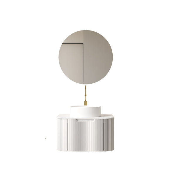 English Elm Dina Floating Bathroom Vanity with Sintered Stone Top and Crystal Glass Basin White W2615S00583