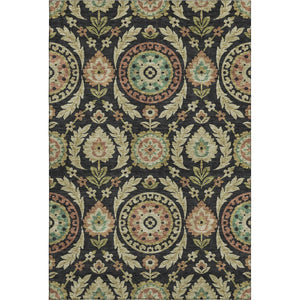 HomeRoots 10' X 14' Washable Black, Gold & Copper Floral Area Rug with UV Protection for Stylish Living Spaces 663191