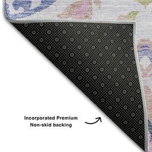 HomeRoots 5' X 8' Blush Purple & Green Floral Washable Area Rug – Durable, Stain-Resistant & UV Protected! 663193
