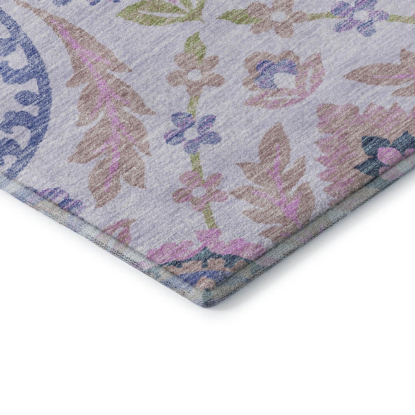 HomeRoots 9' X 12' Elegant Blush Purple & Green Floral Area Rug - Durable, Stain-Resistant, UV Protected Decor 663196