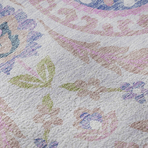 HomeRoots 9' X 12' Elegant Blush Purple & Green Floral Area Rug - Durable, Stain-Resistant, UV Protected Decor 663196
