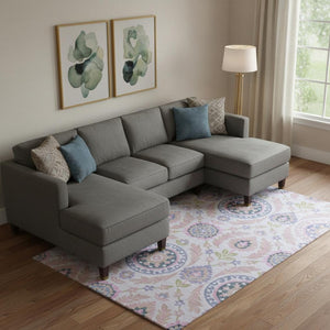 HomeRoots 9' X 12' Elegant Blush Purple & Green Floral Area Rug - Durable, Stain-Resistant, UV Protected Decor 663196