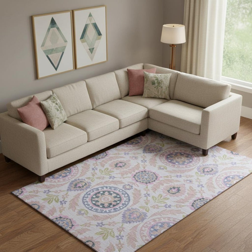 HomeRoots 10' Blush Purple & Green Floral Area Rug - Durable, Washable, UV-Protected Design for Busy Homes 663197