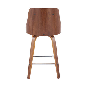 English Elm 26" Swivel Counterstools with Tufted Faux Leather Walnut Legs and Chrome Footrest Set of 2 B202S00307