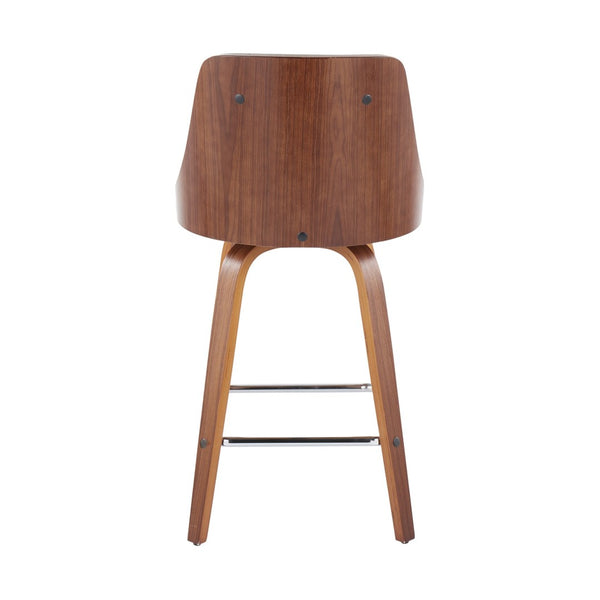 English Elm 26" Swivel Counterstools with Tufted Faux Leather Walnut Legs and Chrome Footrest Set of 2 B202S00307