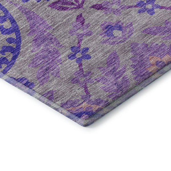 HomeRoots 9' X 12' Elegant Floral Area Rug in Lavender Gray & Peach - Washable, Stain Resistant & UV Protected 663208